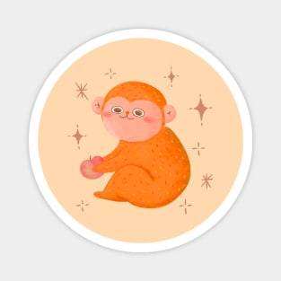 Cute Monkey with Honey Peach Magnet